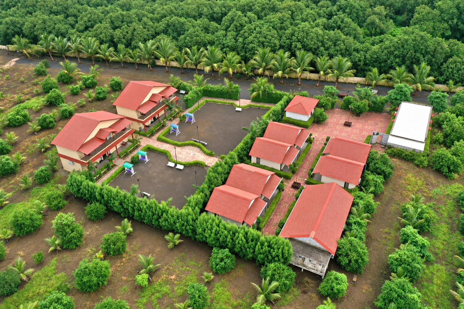 Aerial view of Patang Family Resort near Sasan Gir